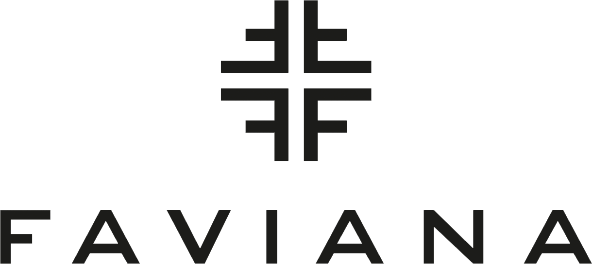 The logo of Faviana, a prom dress designer featured at An Affair to Remember in LaGrange, Georgia.